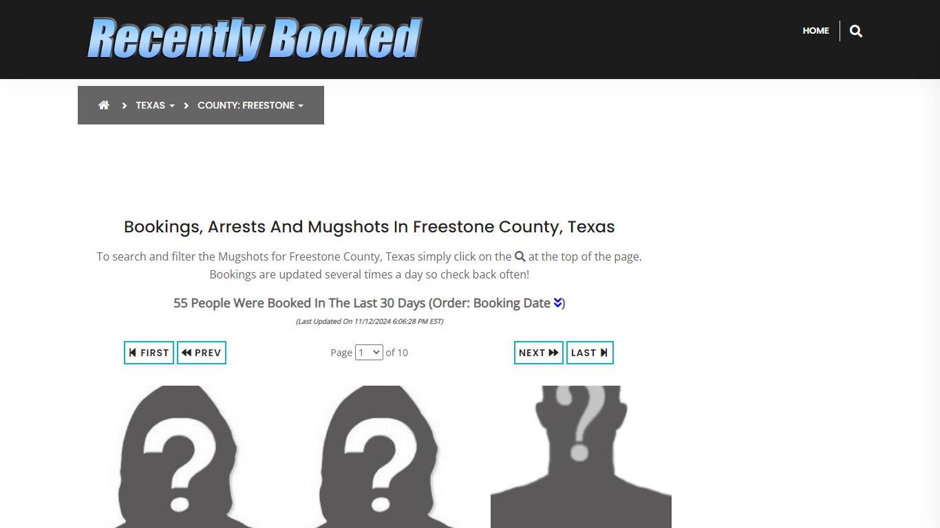 Bookings, Arrests and Mugshots in Freestone County, Texas - Recently Booked