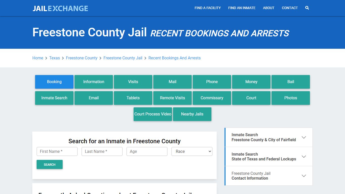 Freestone County Jail Recent Bookings And Arrests - Jail Exchange