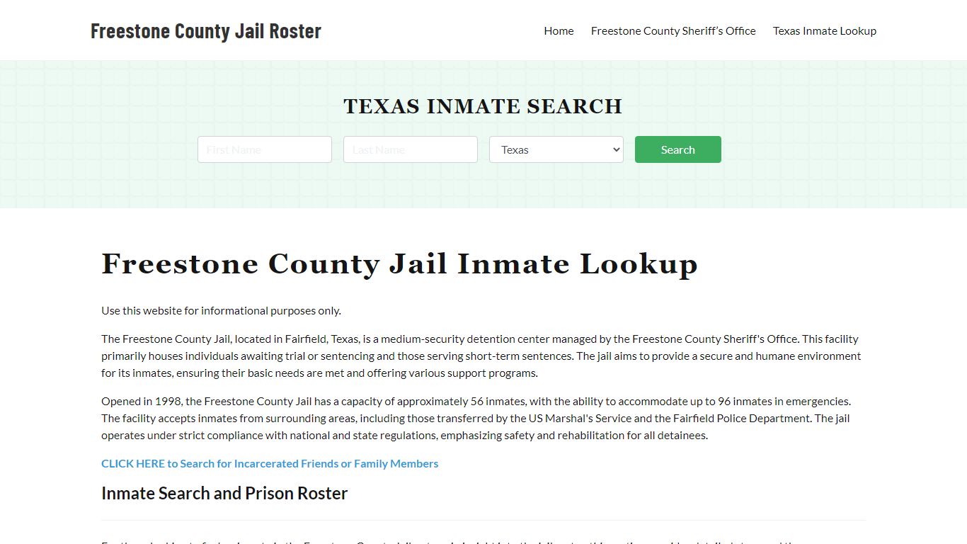 Freestone County Jail Roster Lookup, TX, Inmate Search